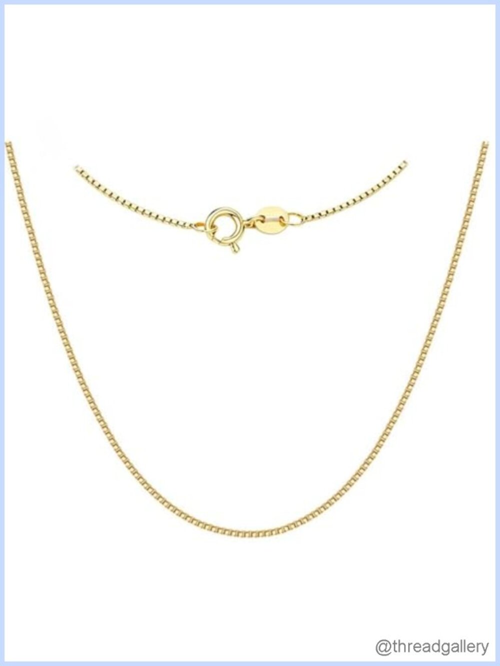 14K Solid Yellow Gold Box Chain Necklace 0.6mm Dainty Layering 18in